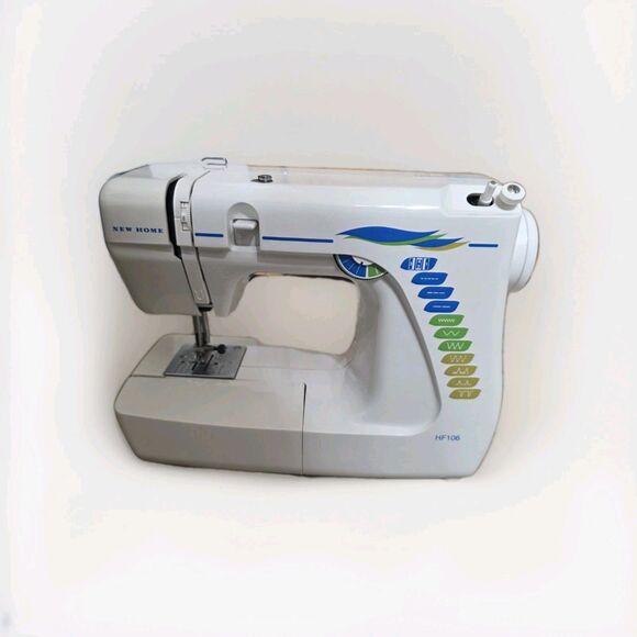 New Home Janome Household Sewing Machine in White Model HF106 Working - Picture 1 of 8
